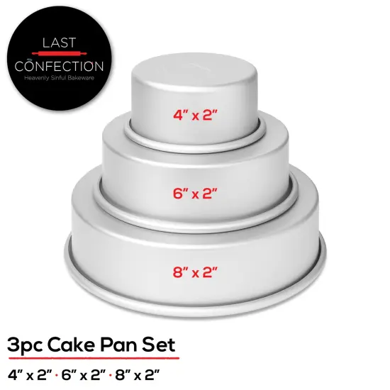 Last Confection Aluminum 3-Piece Round Cake Pan Sets - Professional Bakeware {2}