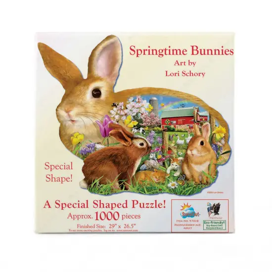 Sunsout Springtime Bunnies 1000 pc Special Shape Easter Jigsaw Puzzle 97038 {3}