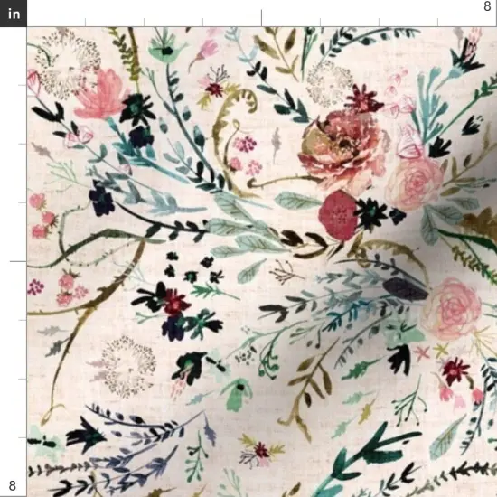 Various Fabrics by the Yard or Fat Quarter Floral Blush Pink Flower Vintage Flowers Girl Rose Botanical Custom Printed Fabric by Spoonflower {4}