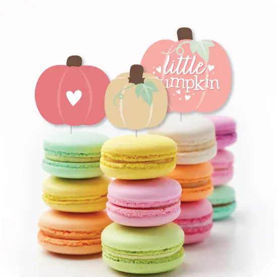 Big Dot of Happiness Girl Little Pumpkin - Dessert Cupcake Toppers - Fall Birthday Party or Baby Shower Clear Treat Picks - Set of 24 {6}