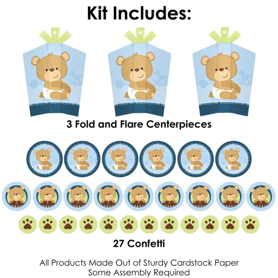 Big Dot of Happiness Baby Boy Teddy Bear - Baby Shower Decor and Confetti - Terrific Table Centerpiece Kit - Set of 30 {4}