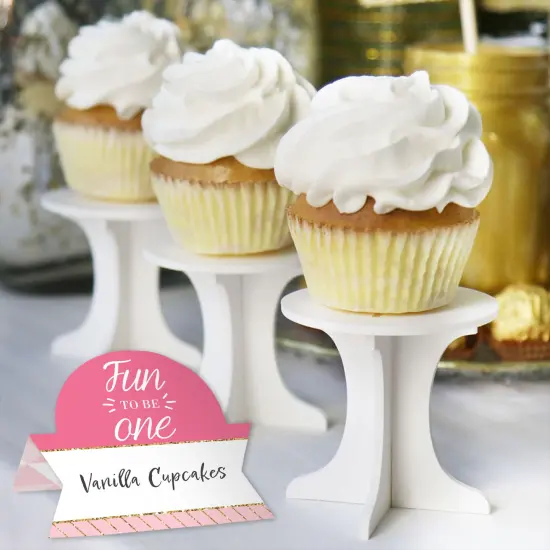 Big Dot of Happiness 1st Birthday Girl - Fun to be One - First Birthday Party Tent Buffet Card - Table Setting Name Place Cards - Set of 24 {6}