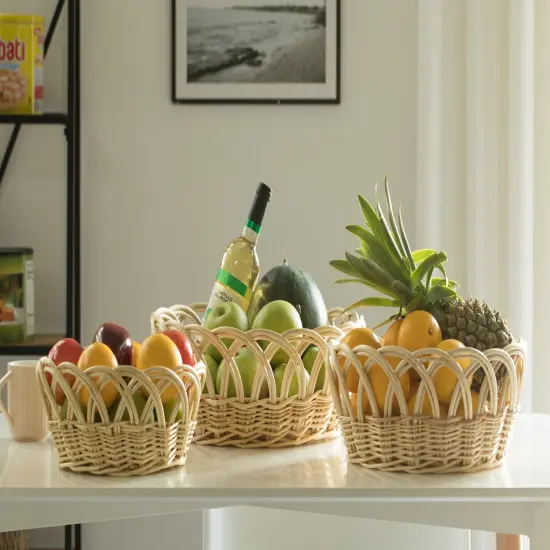 Decorative Round Fruit Bowl Bread Basket Serving Tray {2}