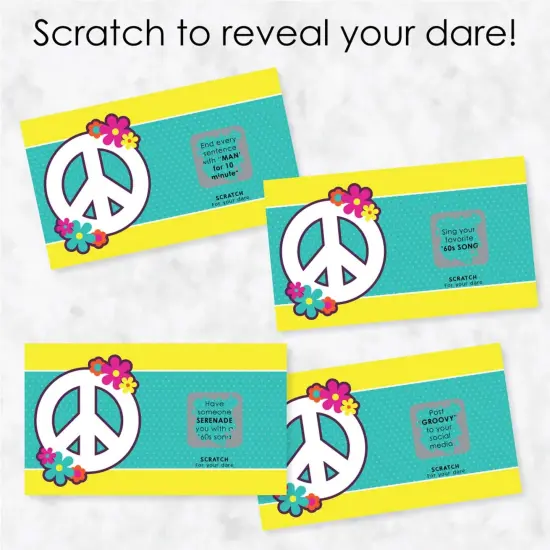 Big Dot of Happiness 60's Hippie - 1960s Groovy Party Game Scratch Off Dare Cards - 22 Count {4}