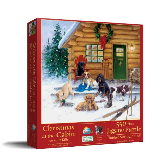 Sunsout Christmas at The Cabin 550 pc Christmas Jigsaw Puzzle 73410 {3}