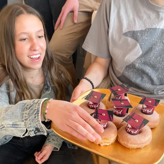 Big Dot of Happiness Maroon Grad - Best is Yet to Come - DIY Grad Cap Burgundy Graduation Party Bottle Topper Decorations - Set of 20 {3}