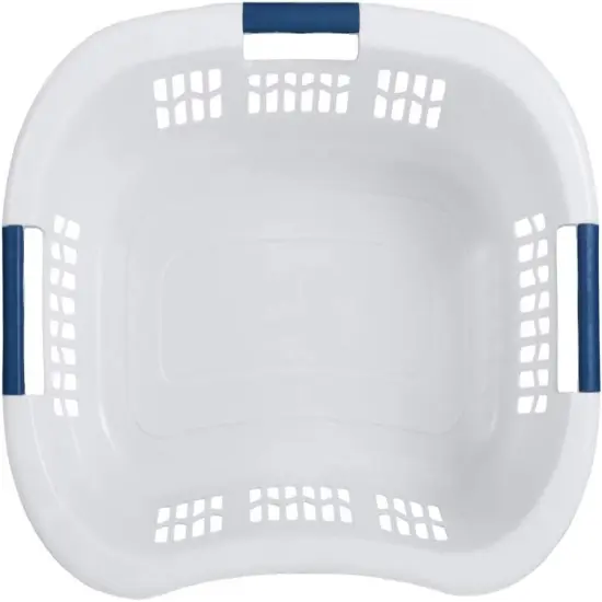 Rubbermaid Hip Hugger Laundry Basket FG299787WHT 3 Handle 1.5 Bushel White {5}