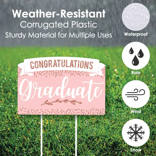 Big Dot of Happiness Rose Gold Grad - Graduation Party Yard Sign Lawn Decorations - Congratulations Party Yardy Sign {6}