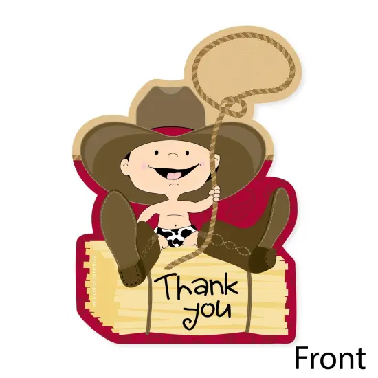 Big Dot of Happiness Little Cowboy - Shaped Thank You Cards - Western Baby Shower or Birthday Party Thank You Note Cards with Envelopes - Set of 12 {4}