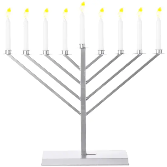Large Metal Silver Coated Hanukkah Menorah For Synagogue {9}