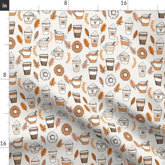 Various Fabrics by the Yard or Fat Quarter Pumpkin Spice Latte Coffee Donuts Fall Autumn Ivory White Custom Printed Fabric by Spoonflower {2}