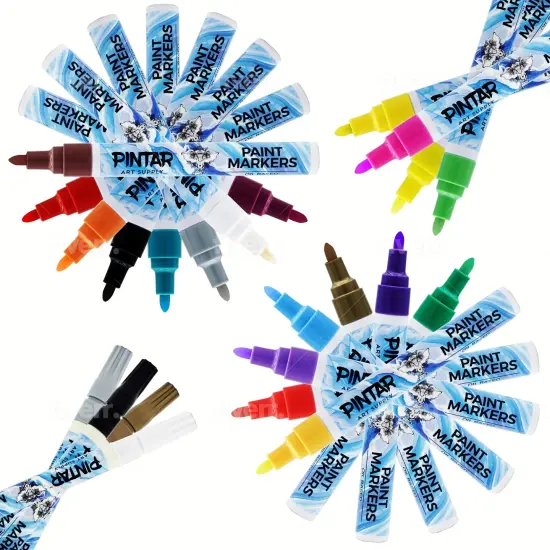 Pintar Oil Based Paint Markers - 24 Pack with 20 (5 mm Tips) & 4 (1 mm Tips) {4}