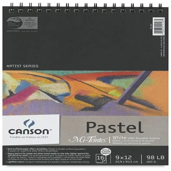 Canson Mi-Teintes Spiral Pad - 9" x 12", White Paper, Sheets with Slipsheets, 16 Sheets {1}