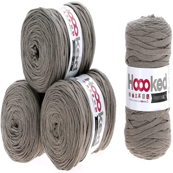 Multipack of 4 - Hoooked Ribbon XL Yarn-Earth Taupe {1}