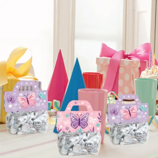 Big Dot of Happiness Beautiful Butterfly Floral Baby Shower or Birthday Party Clear Goodie Favor Bag Labels Candy Bags with Toppers 24 Ct {7}