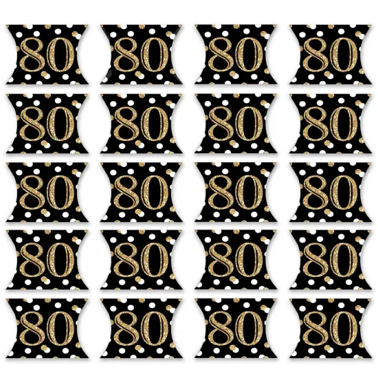 Big Dot of Happiness Adult 80th Birthday - Gold - Favor Gift Boxes - Birthday Party Petite Pillow Boxes - Set of 20 {6}