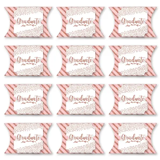 Big Dot of Happiness Rose Gold Grad - Favor Gift Boxes - Graduation Party Large Pillow Boxes - Set of 12 {6}