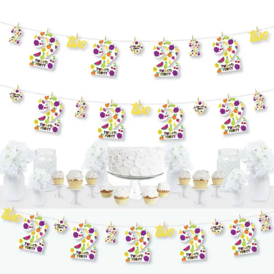 Big Dot of Happiness 2nd Birthday TWO-tti Fruity - Frutti Summer Second Birthday Party DIY Decorations - Clothespin Garland Banner - 44 Pieces {1}