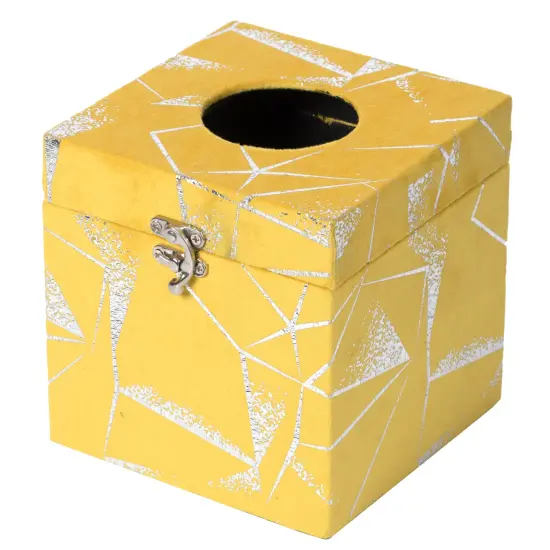 Velvet Modern Paper Facial Tissue Box Holder Yellow {3}