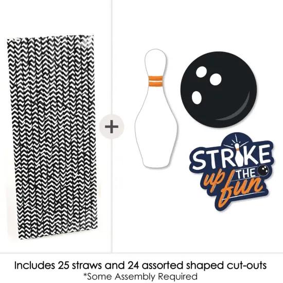 Big Dot of Happiness Strike Up the Fun - Bowling - Paper Straw Decor - Birthday Party or Baby Shower Striped Decorative Straws - Set of 24 {3}