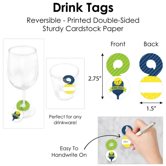 Big Dot of Happiness Let's Rally Pickleball Birthday or Retirement Party Paper Charger and Table Decorations Chargerific Kit Place Setting for 8 {7}