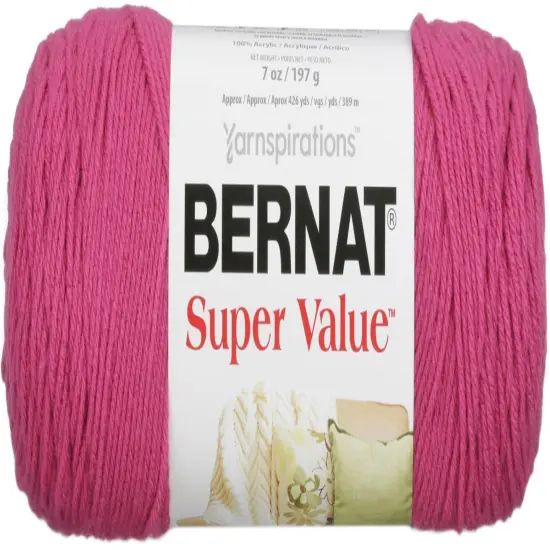 Bernat Super Value Magenta Yarn - 3 Pack of 198g/7oz - Acrylic - 4 Medium (Worsted) - 426 Yards - Knitting/Crochet {2}