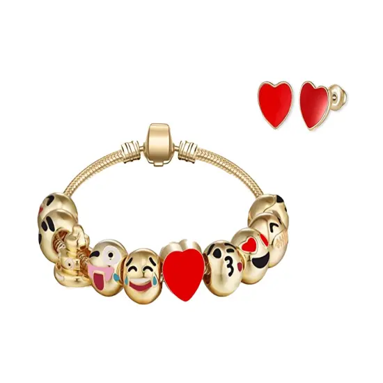 Big Mo's Toys Girls Gift - Emoticon Charm Bracelet and Earrings Jewelry Set for Girls and Women {1}