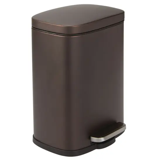 mDesign Stainless Steel Rectangular 1.3 Gallon Step Trash Can {1}