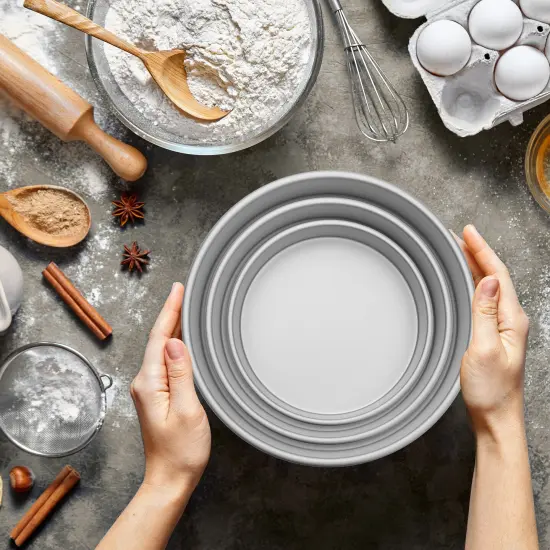 Last Confection Aluminum 3-Piece Round Cake Pan Sets - Professional Bakeware {6}