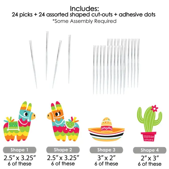 Big Dot of Happiness Pinata Party - Dessert Cupcake Toppers - Colorful Fiesta Clear Treat Picks - Set of 24 {7}