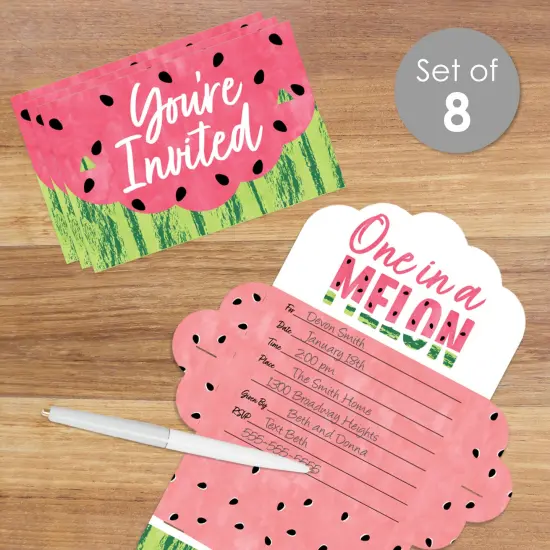 Big Dot of Happiness Sweet Watermelon - Fill-In Cards - Fruit Party Fold and Send Invitations - Set of 8 {3}