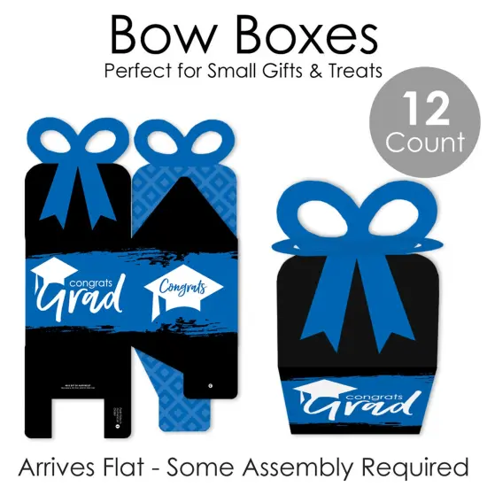 Big Dot of Happiness Blue Grad - Best is Yet to Come - Square Favor Gift Boxes -Royal Blue Graduation Party Bow Boxes - Set of 12 {7}
