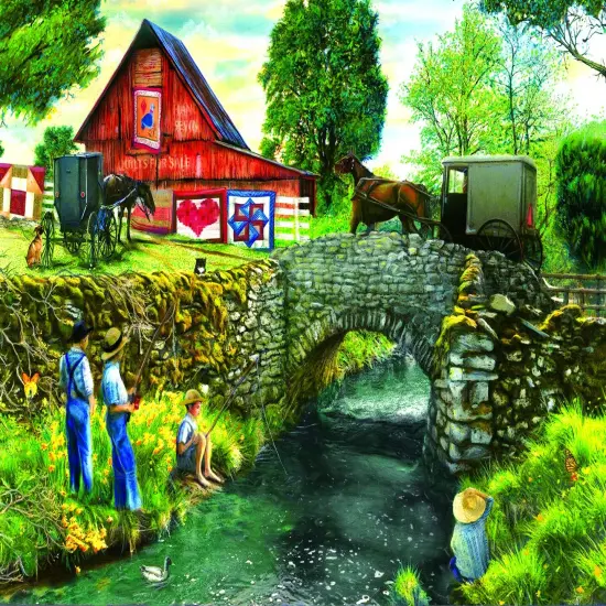 Sunsout Fishing Down by the Stream 1000 pc Jigsaw Puzzle 28889 {1}