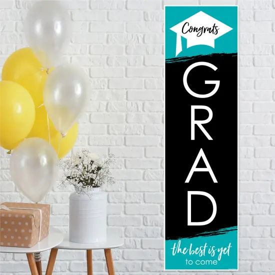 Big Dot of Happiness Teal Graduation Party Door Decoration - Vertical Banner {1}