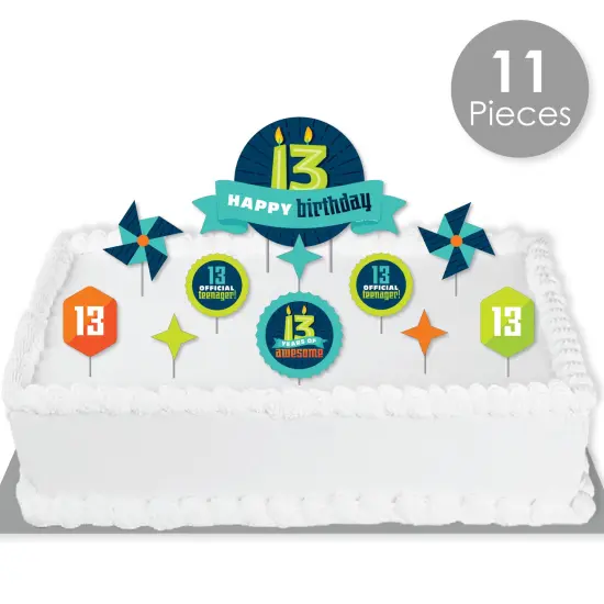 Big Dot of Happiness Boy 13th Birthday - Official Teenager Birthday Party Cake Decorating Kit - Happy Birthday Cake Topper Set - 11 Pieces {3}