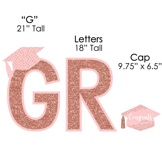 Big Dot of Happiness Rose Gold Grad - Yard Sign Outdoor Lawn Decorations - Graduation Party Yard Signs - Grad {7}