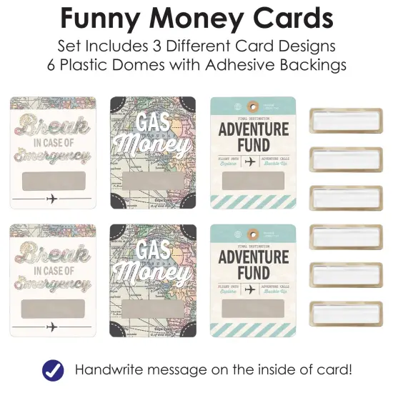 Big Dot of Happiness World Awaits - DIY Assorted Travel Themed Cash Holder Gift - Funny Money Cards - Set of 6 {7}