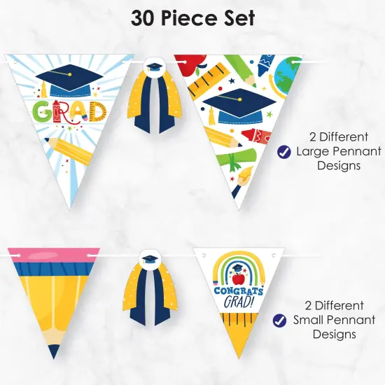 Big Dot of Happiness 30 Piece Elementary Graduation Party Pennant Triangle Banner {6}