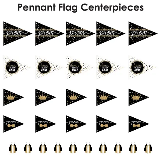 Big Dot of Happiness Prom - Triangle Prom Night Party Photo Props - Pennant Flag Centerpieces - Set of 20 {7}
