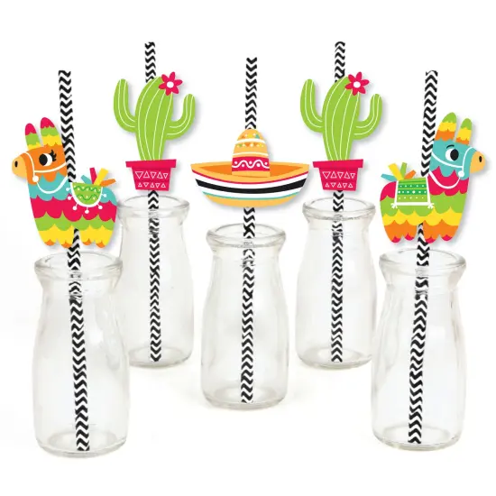 Big Dot of Happiness Pinata Party - Paper Straw Decor - Colorful Fiesta Striped Decorative Straws - Set of 24 {1}