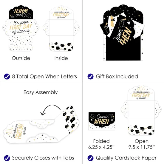 Big Dot of Happiness Goodbye High School, Hello College - Graduation Cards Gift Box Kit - Open When Letters - Set of 8 {7}