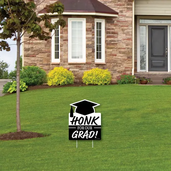 Big Dot of Happiness Honk for Our Graduate - Grad Outdoor Lawn Sign - Graduation Party Yard Sign - 1 Piece {4}