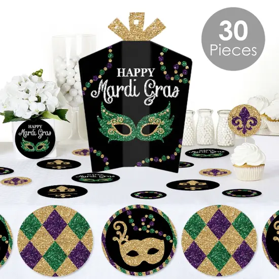 Big Dot of Happiness Mardi Gras - Masquerade Party Decor and Confetti - Terrific Table Centerpiece Kit - Set of 30 {3}