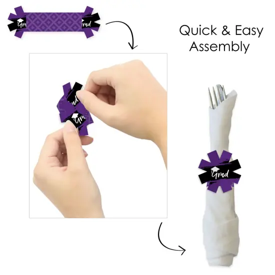 Big Dot of Happiness Purple Grad - Best is Yet to Come - Purple Graduation Party Paper Napkin Holder - Napkin Rings - Set of 24 {6}