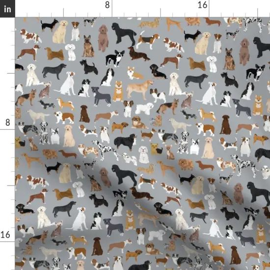 Various Fabrics by the Yard or Fat Quarter Dogs Watercolor Pets Animals Playroom Nursery Gray Custom Printed Fabric by Spoonflower {2}