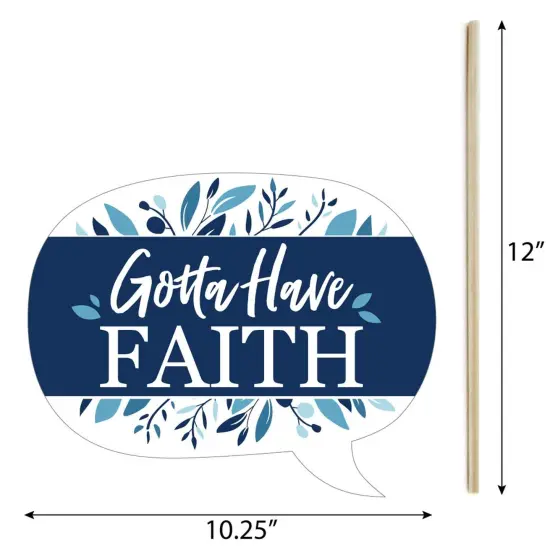 Big Dot of Happiness Funny Baptism Blue Elegant Cross - Boy Religious Party Photo Booth Props Kit - 10 Piece {6}