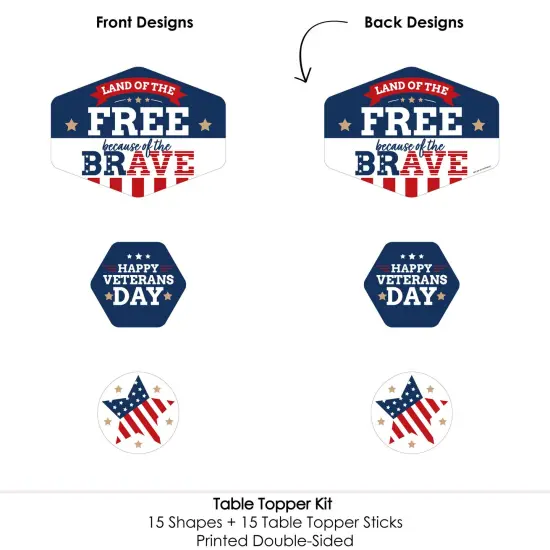Big Dot of Happiness Happy Veterans Day - Patriotic Centerpiece Sticks - Table Toppers - Set of 15 {6}