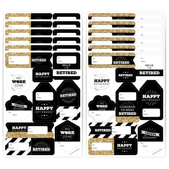 Big Dot of Happiness Happy Retirement - Assorted Retirement Party Gift Tag Labels - To and From Stickers - 12 Sheets - 120 Stickers {1}