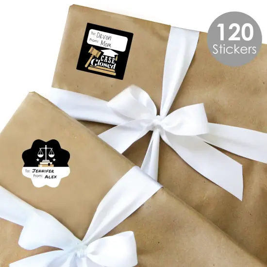 Big Dot of Happiness Law School Grad - Assorted Future Lawyer Graduation Party Gift Tag Labels - To and From Stickers - 12 Sheets - 120 Stickers {3}
