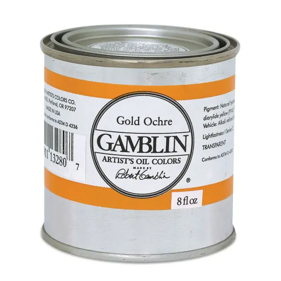 Gamblin Artist's Oil Color - Gold Ochre, 8 oz Can {1}
